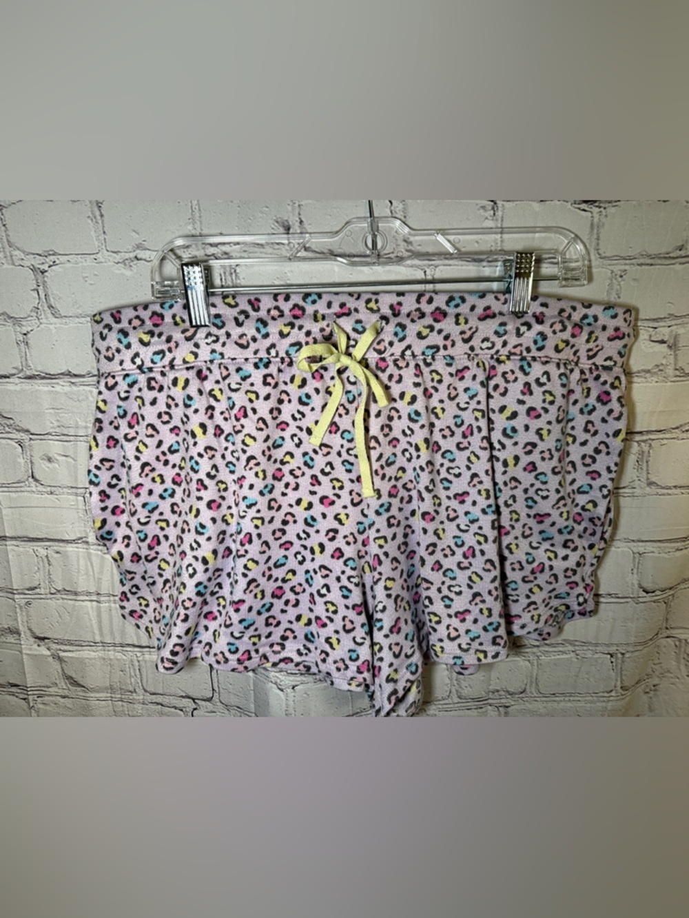Secret Treasures Pink Leopard Print Pajama Shorts with Yellow Bow